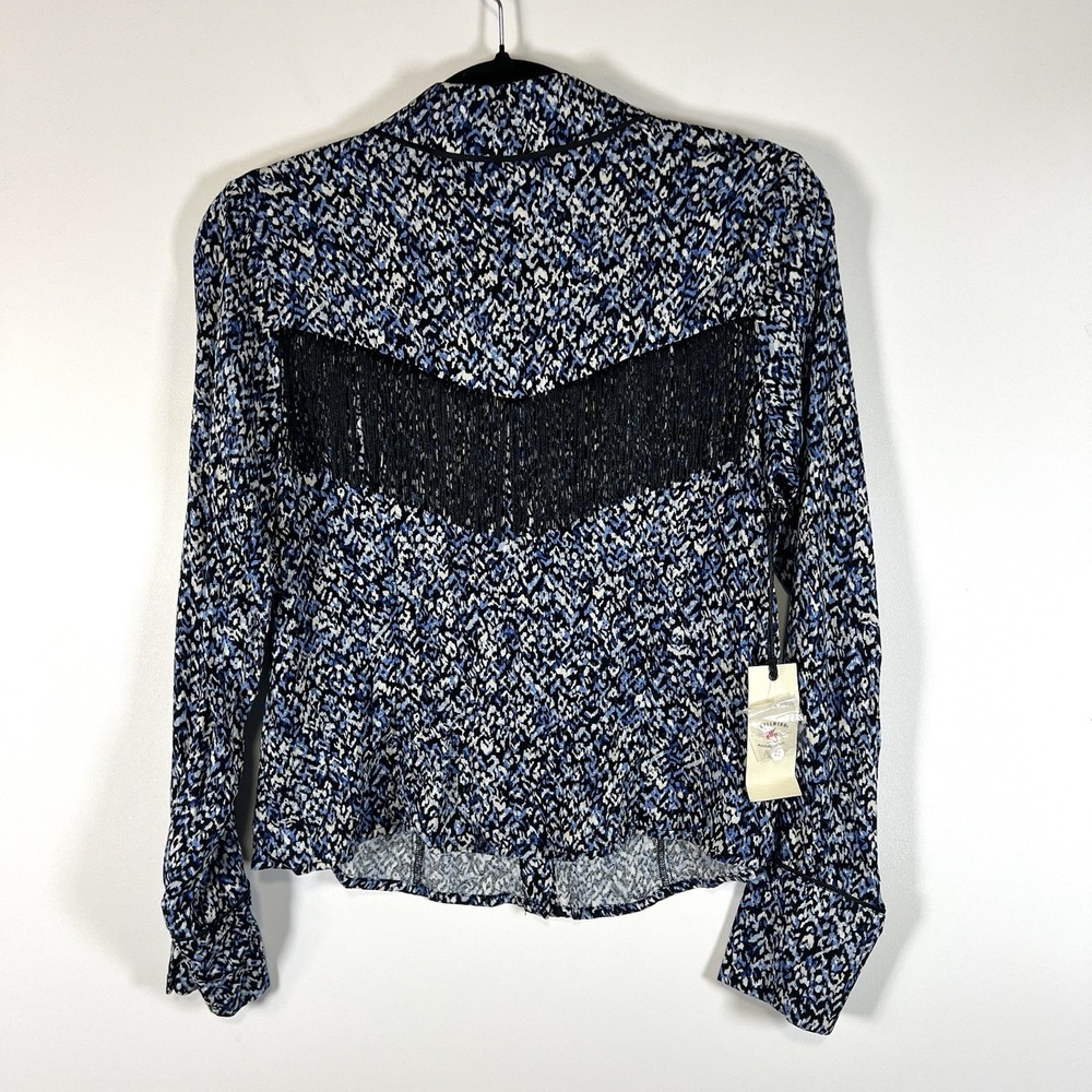 IDYLLWIND‎ by Miranda Lambert Blue Long Sleeve Tassel Button Up Size Large Small - Picture 8 of 10